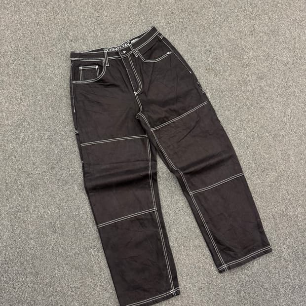 American vintage 화이트 스티치 더블니 블랙 워크 팬츠