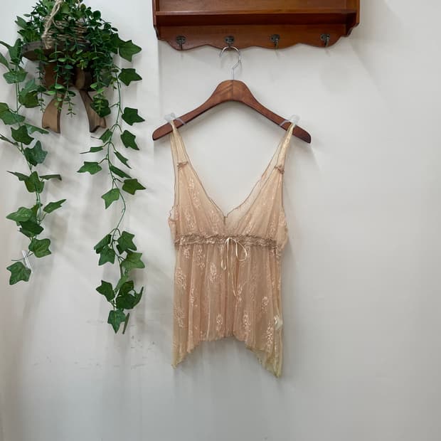 베이지 시스루 레이스 슬립 나시 페어리그런지 히메갸루