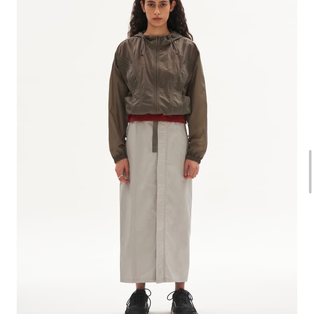 웰빙익스프레스 벨티드 롱 스커트