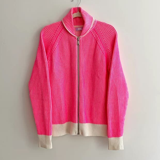 ERL pink knit zip up