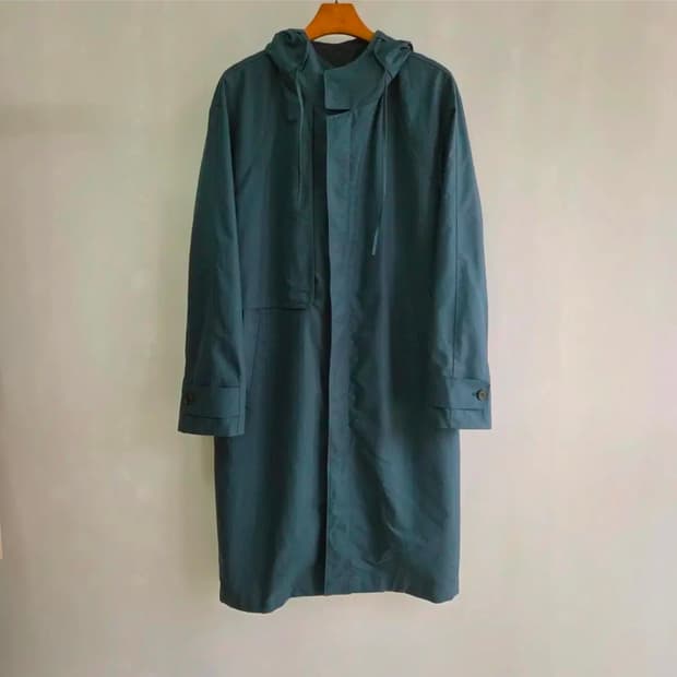 [TIME] 타임옴므 청록색 후드 트렌치 코트  롱코트 남성 105
