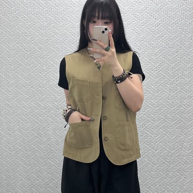 유니폼브릿지 아메카지 사파리 포켓 버튼 베스트 L C10555