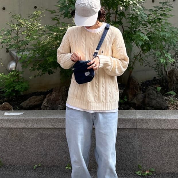 포터 클래식 인디고 코튼 숄더백