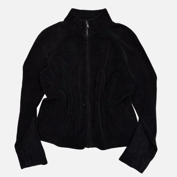 cable brushed knit zip-up