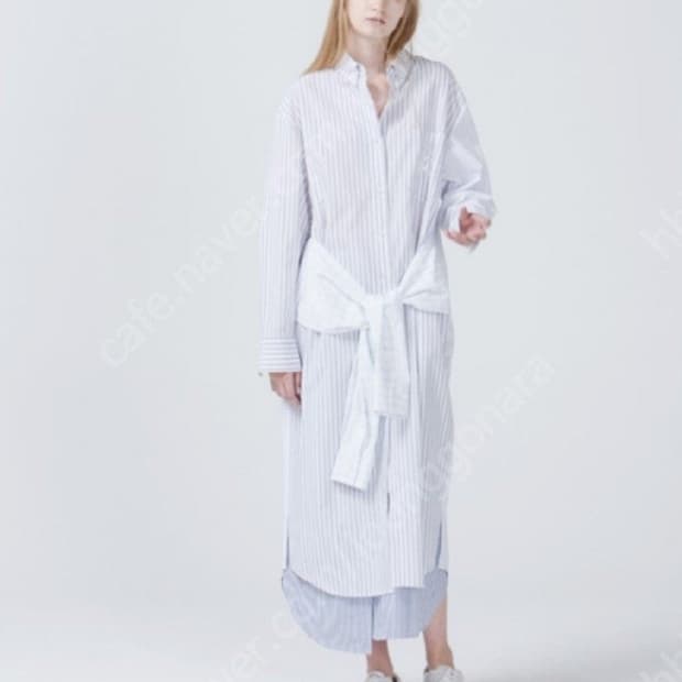 렉토 RECTO 스트라이프 셔츠형 롱 원피스 F사이즈