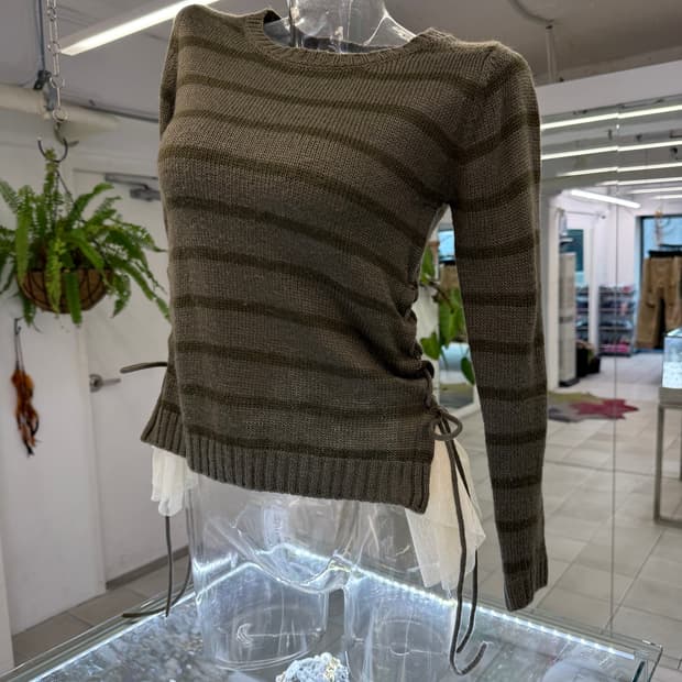 layered lace stripe knit