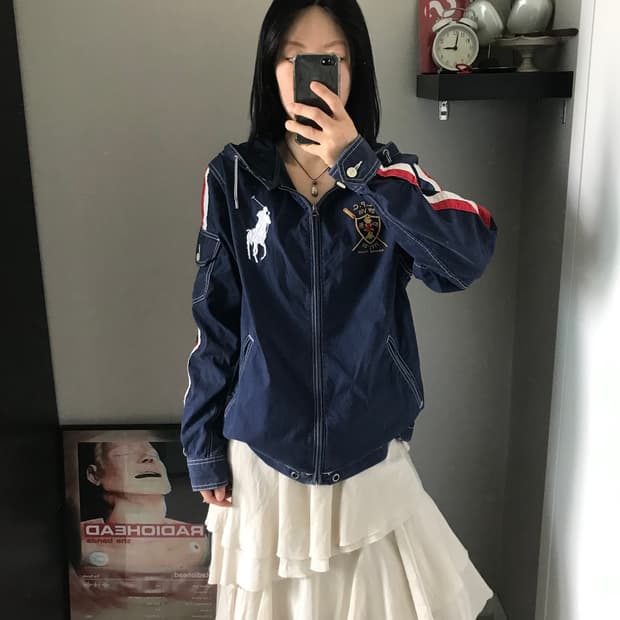 폴로 랄프로렌 빅포니로고 네이비 바람막이 자켓