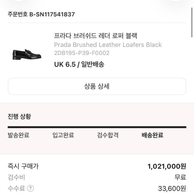 프라다 브러쉬드 레더 로퍼 블랙