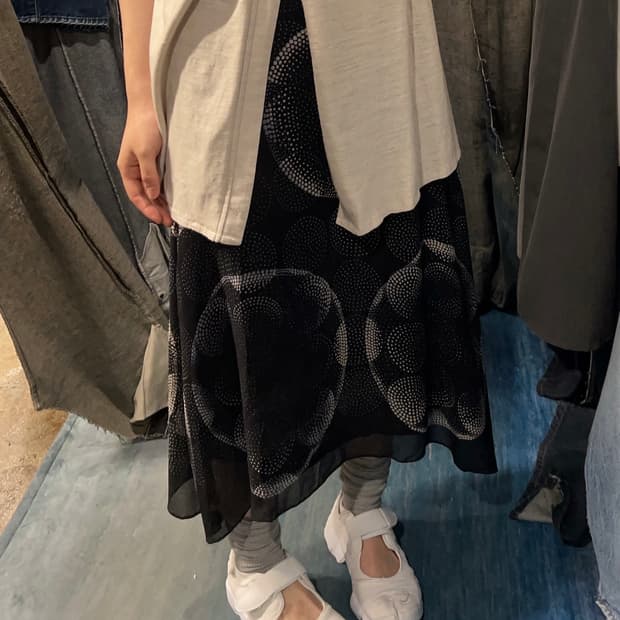24inch ) MAX MARA Dot Circle Silk Skirt