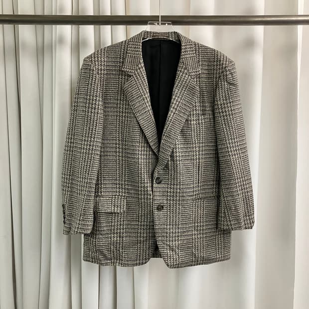 지방시 글렌 체크 패턴 울 싱글 블레이저 95