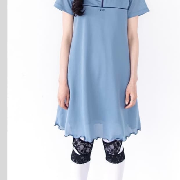 샵페어리 mesh lining babydoll dress (blue)