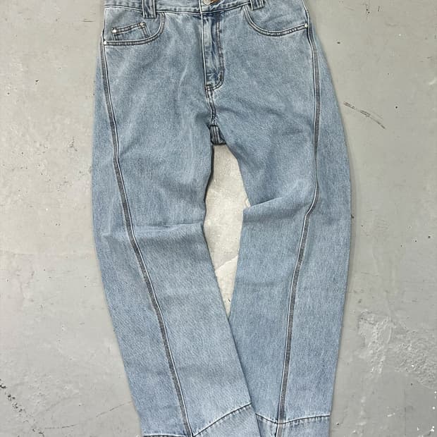 플라스틱프로덕트 드리프트 데님 팬츠 스틸 블루 S