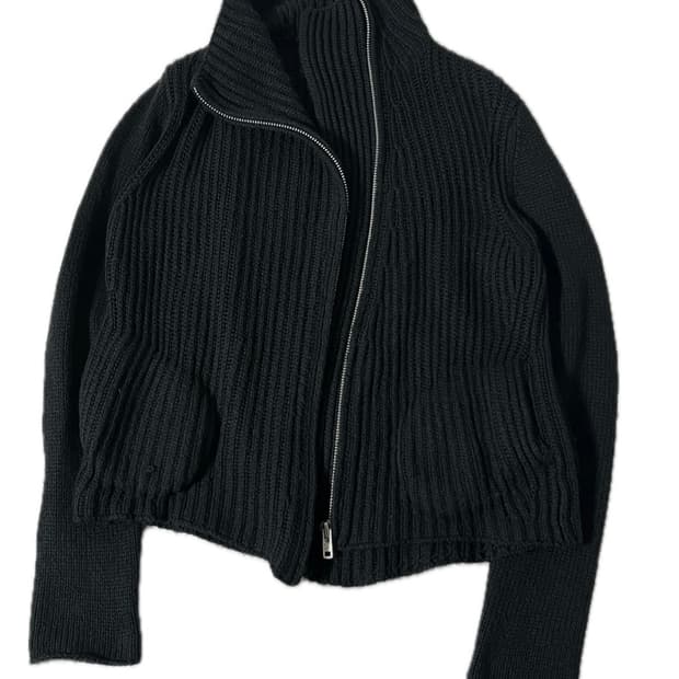 헬무트랭 니트 사선 지퍼 집업 가디건