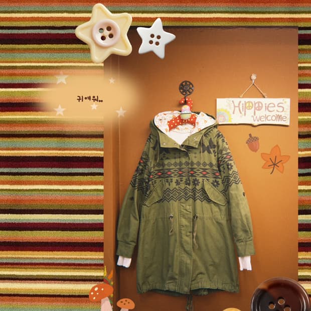 SCOLAR 히피문양 포인트 야상 아우터