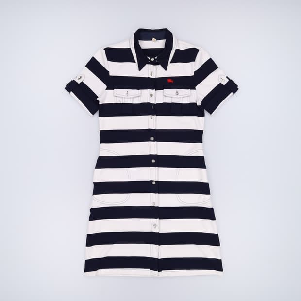 IT 38 버버리 스트라이프 피케 반팔 원피스 4268
