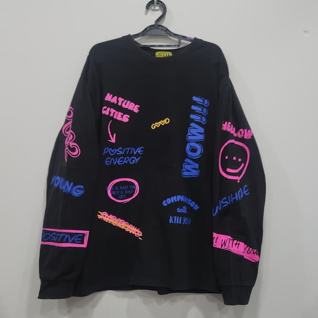 [F] Eighty 프린팅 롱슬리브 오버핏 긴팔티 남녀공용 95-100