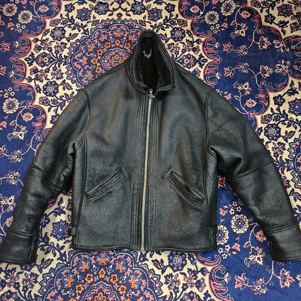 베르사체 90's 빈티지 워시드 가죽 양털 무스탕 