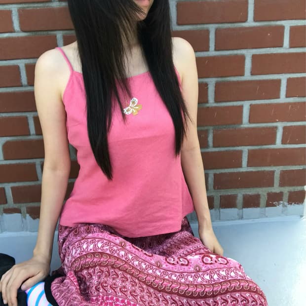 vintage pink butterfly sleeveless