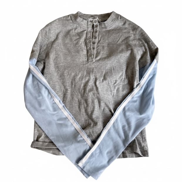 파르티멘토우먼 올인원 레이어드 헨리 롱 슬리브 티 멜란지 M