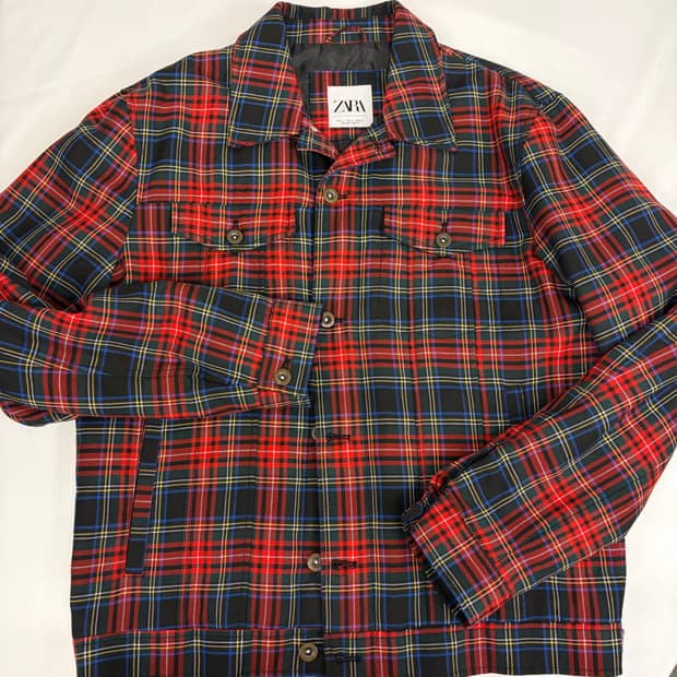 [L] 자라 레드 체크 자켓