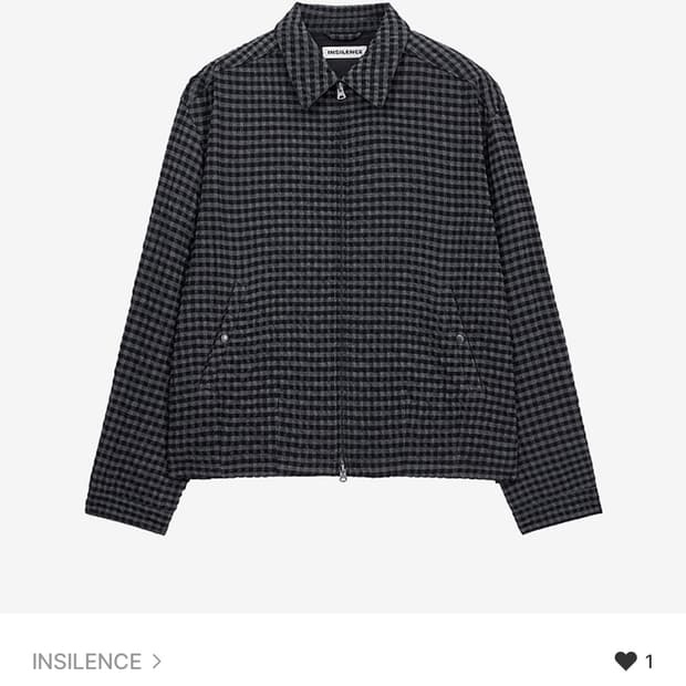 INSILENCE 링클 체크 집업 자켓 L 새상품