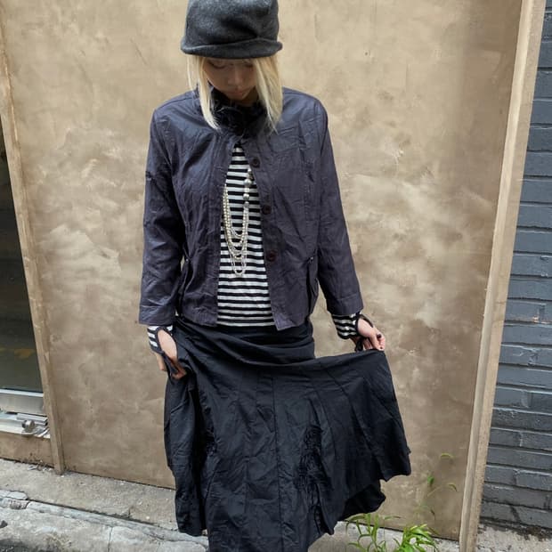 (ADWIN)Crinkled High-Neck Jacket