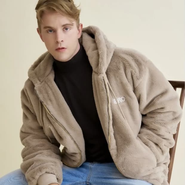 짐브로 프리미엄 퍼 후드 패딩 베이지 xl 110