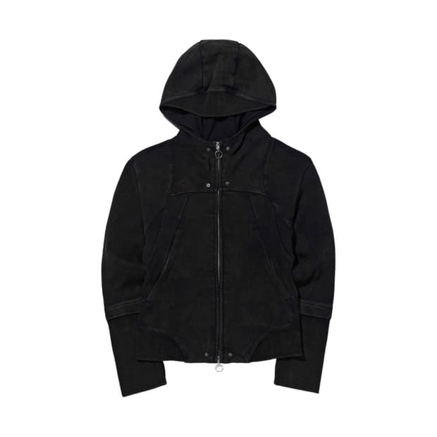 미스치프 롬버스 펀칭 후드 집업 블랙