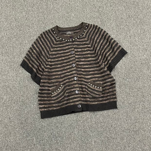 M-L)Polpoa vintage 여성 스트라이프 니트 베스트 가디건