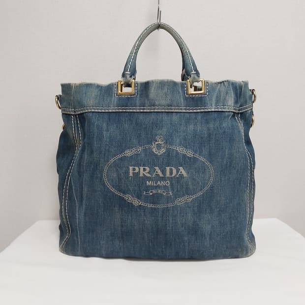 프라다 블루 데님 토트백 2way (정품)
