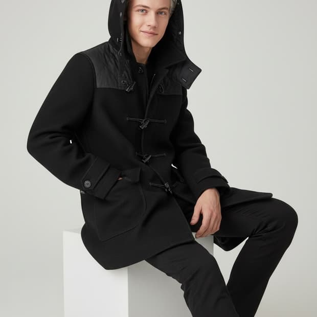 버버리 남성 블랙 울 더플코트(46)