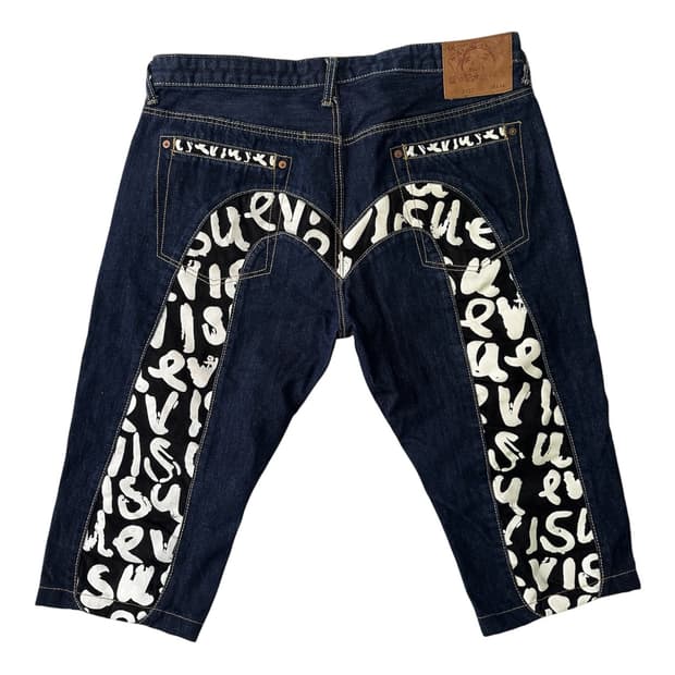 [38x34] Evisu 빅로고 데님 쇼츠 버뮤다