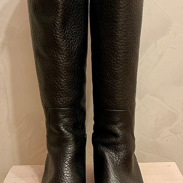 리얼 카우레더 지퍼 롱부츠 블랙 38사이즈(245~250)