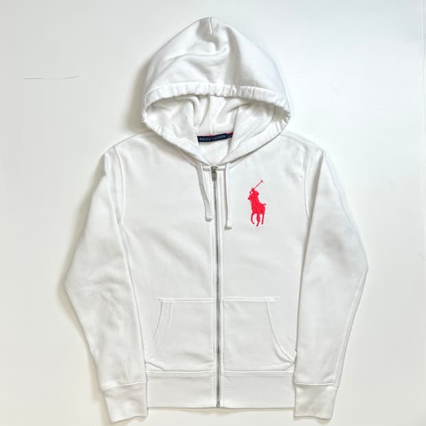 폴로 랄프로렌 빅포니 화이트 후드집업(M)