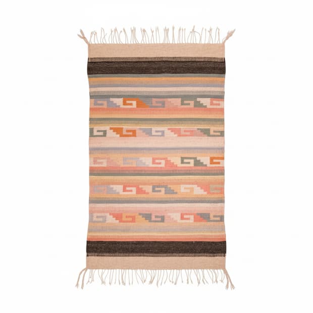 Vintage Southwestern Zapotec Greca Rug