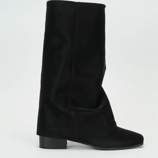 Wrinkle leather boots (black)