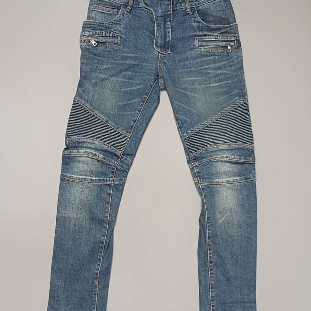 [32] 발망 진청 워싱 바이커진 청바지