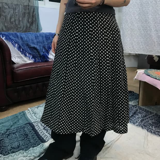 빈티지 여성 도트 미디스커트 