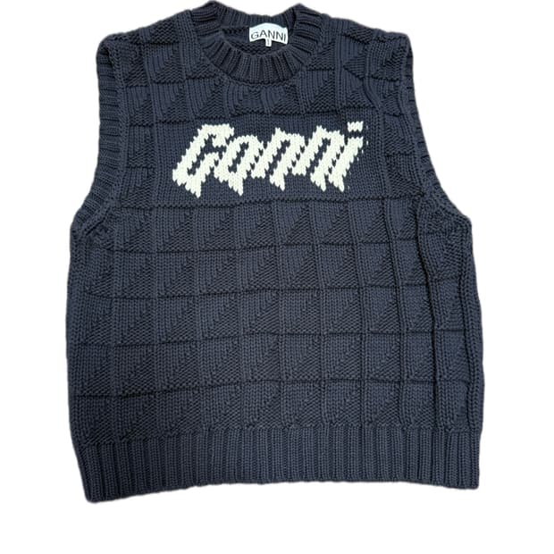 GANNI 가니 니트 조끼 네이비컬러