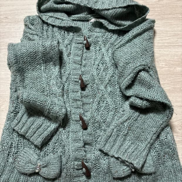 엑시즈팜 민트초코 리본가디건