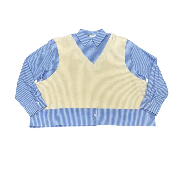 우먼FREE 자라 니트 레이어드 스트라이프 셔츠