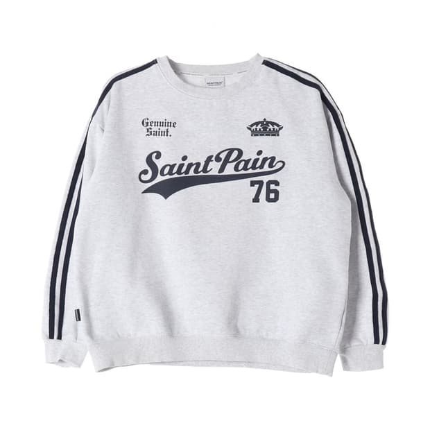 세인트페인 그레이 사이드 라인 기모 맨투맨 M