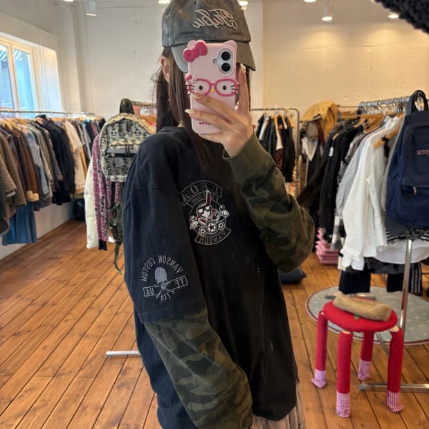 밴슨 카모 레이어드 티셔츠