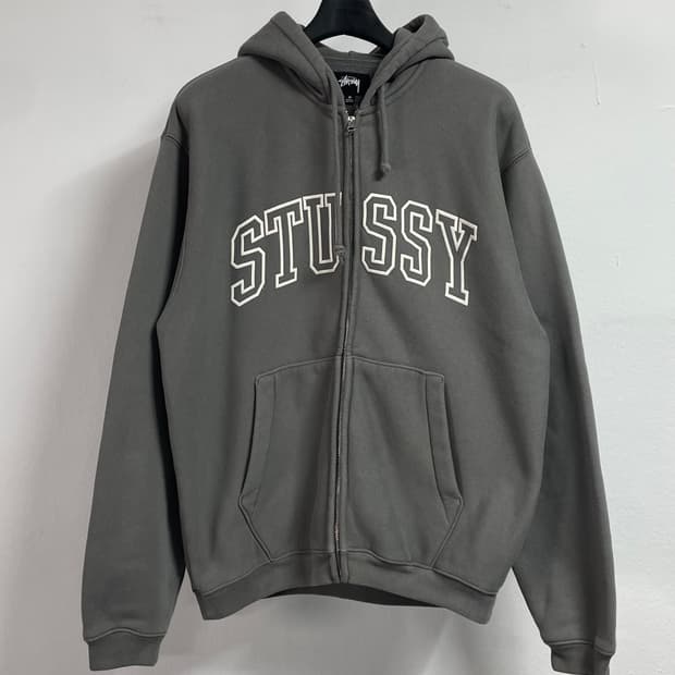 스투시 아웃라인 집 그레이 후드집업 (on.598)