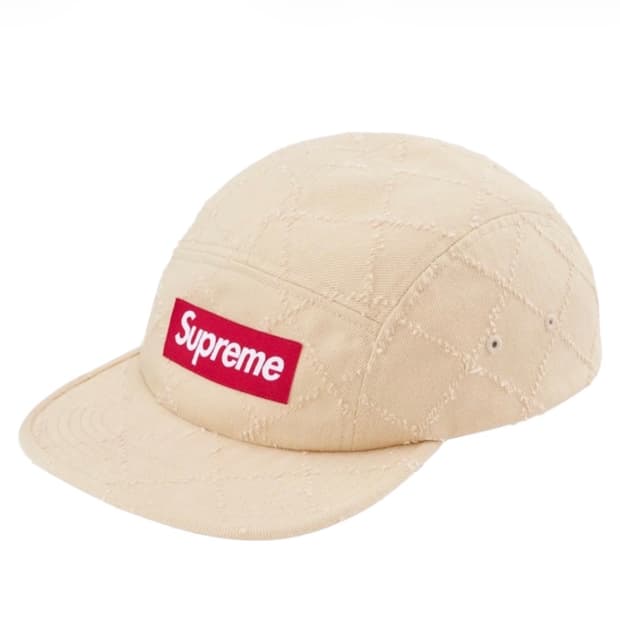 슈프림 펀치드 데님 캠프캡 다이드 베이지