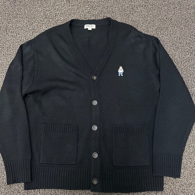 WHO.A.U 후아유 곰돌이 자수 가디건 블랙 XL