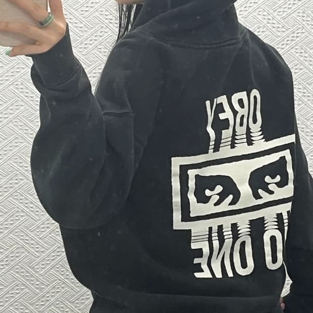 오베이 스트릿 힙합 백프린팅 기모 후드티 M C06613