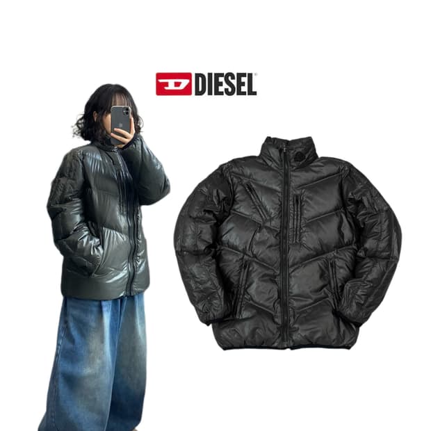 디젤 Y2K 바이커 하이넥 경량패딩