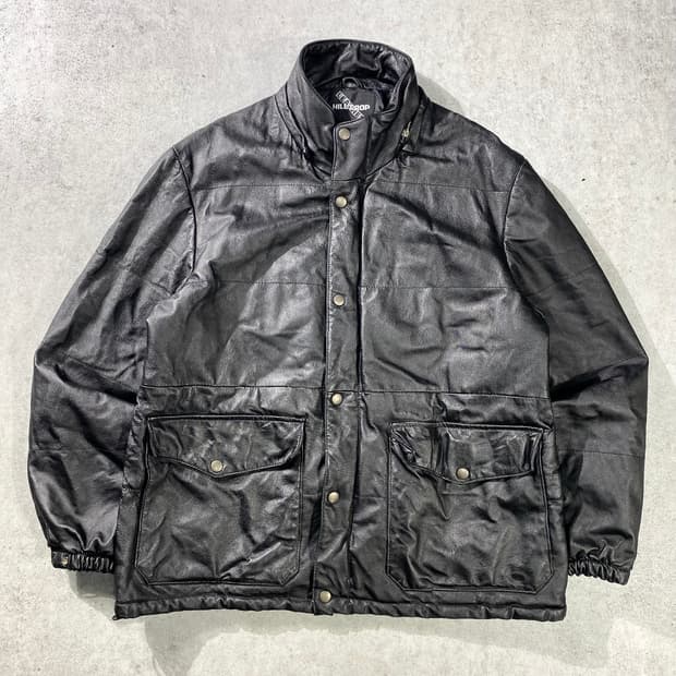[M] HILL CROP 힐 크롭 블랙 레더 자켓