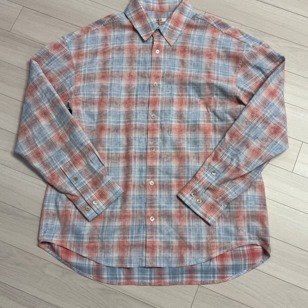 엘무드 루크 코튼 더스트 체크셔츠 - 셔벗 46사이즈